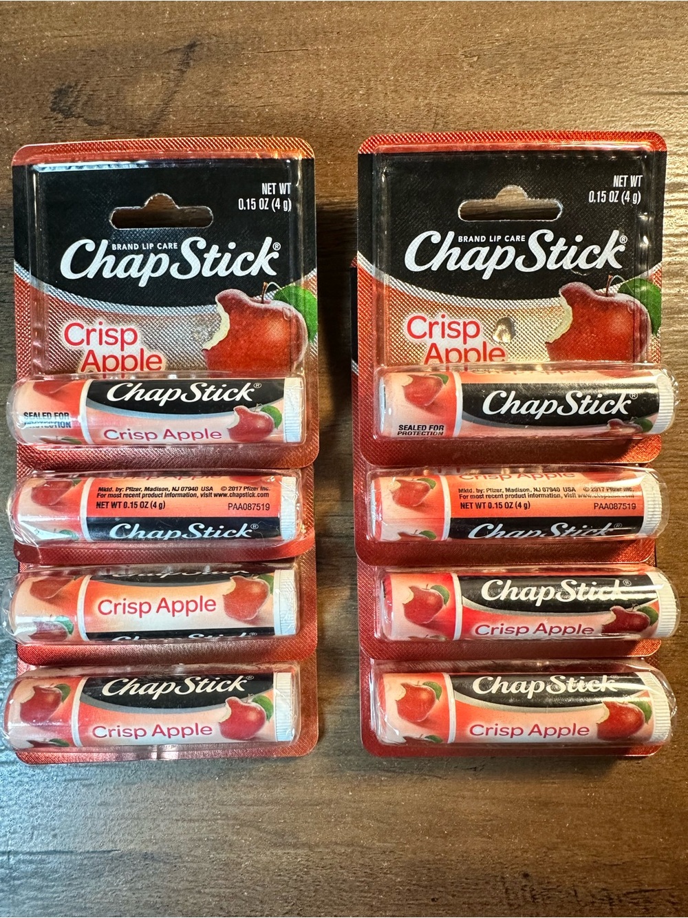 Chapstick Stick Crisp Apple Flavored Lip Care Balm Paraben Free 8 Pack NEW